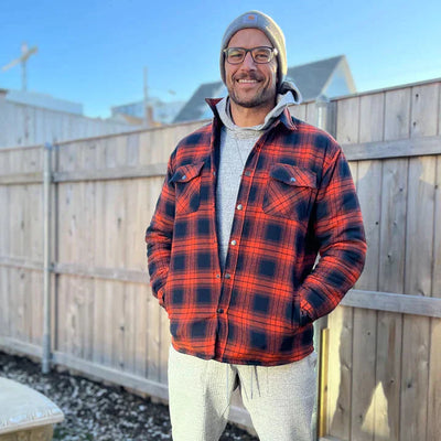 Herren Flanell Hemd Jacke lange Ärmel gesteppt gefüttert Plaid Mantel Button Down dicke Outwear für Winter