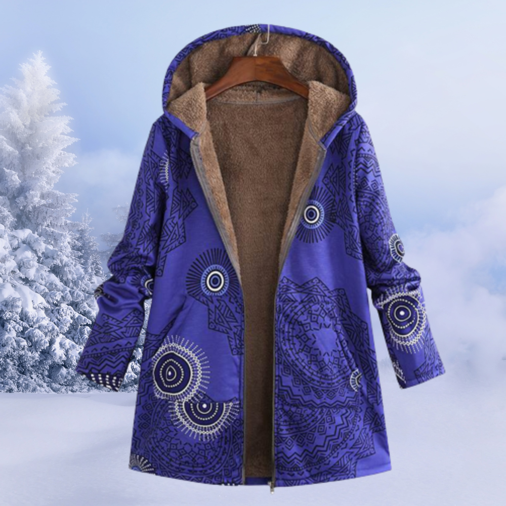Geblümte Winterjacke mit Kapuze - Leona