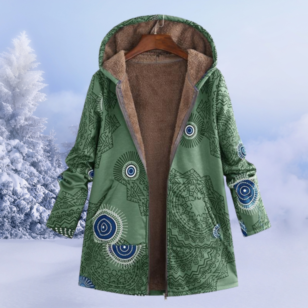 Geblümte Winterjacke mit Kapuze - Leona