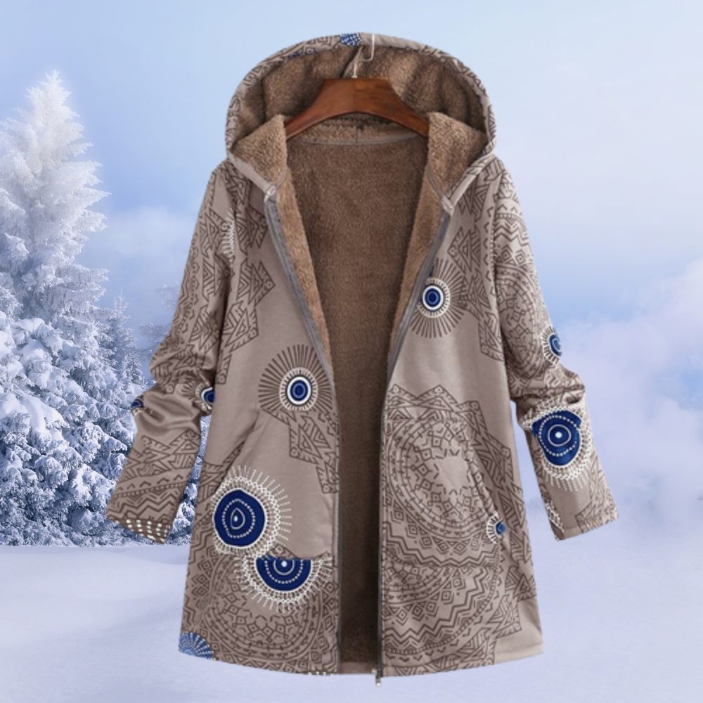 Geblümte Winterjacke mit Kapuze - Leona