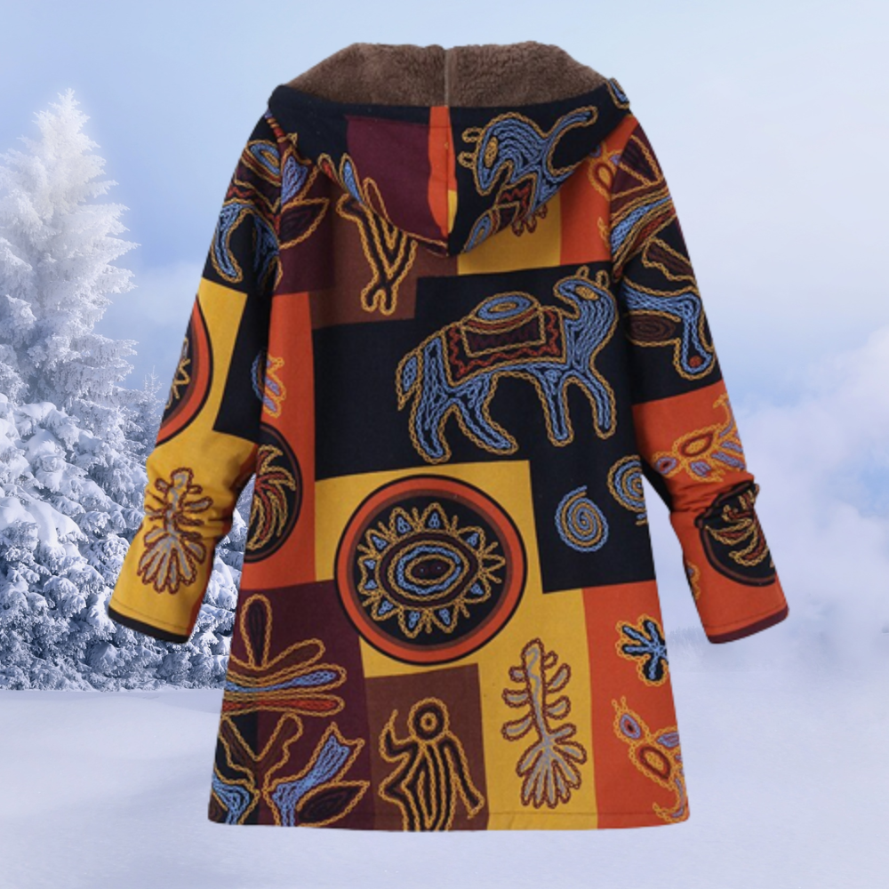 Geblümte Winterjacke mit Kapuze - Leona