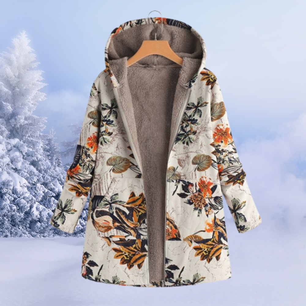 Geblümte Winterjacke mit Kapuze - Leona