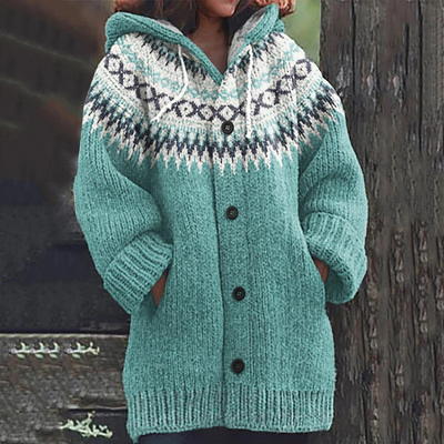Lenny | Strickjacke Damen Lang | mit Kapuze