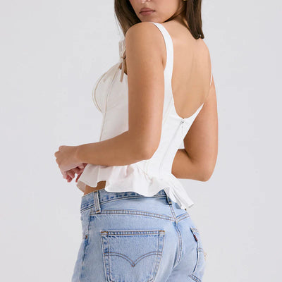 Maevona – Elegantes weißes Korsett-Top
