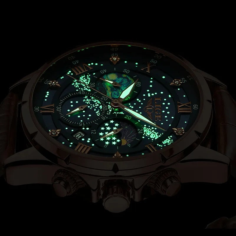 Stilvolle Mondphasen-Armbanduhr